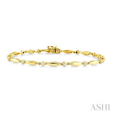 1/4 ctw Boat Shape Round Cut Diamond Bracelet in 10K Yellow Gold